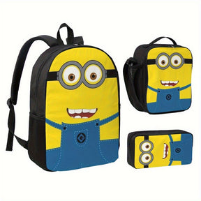 Kit Mochila Escolar Minions - Mochila, Lancheira e Estojo