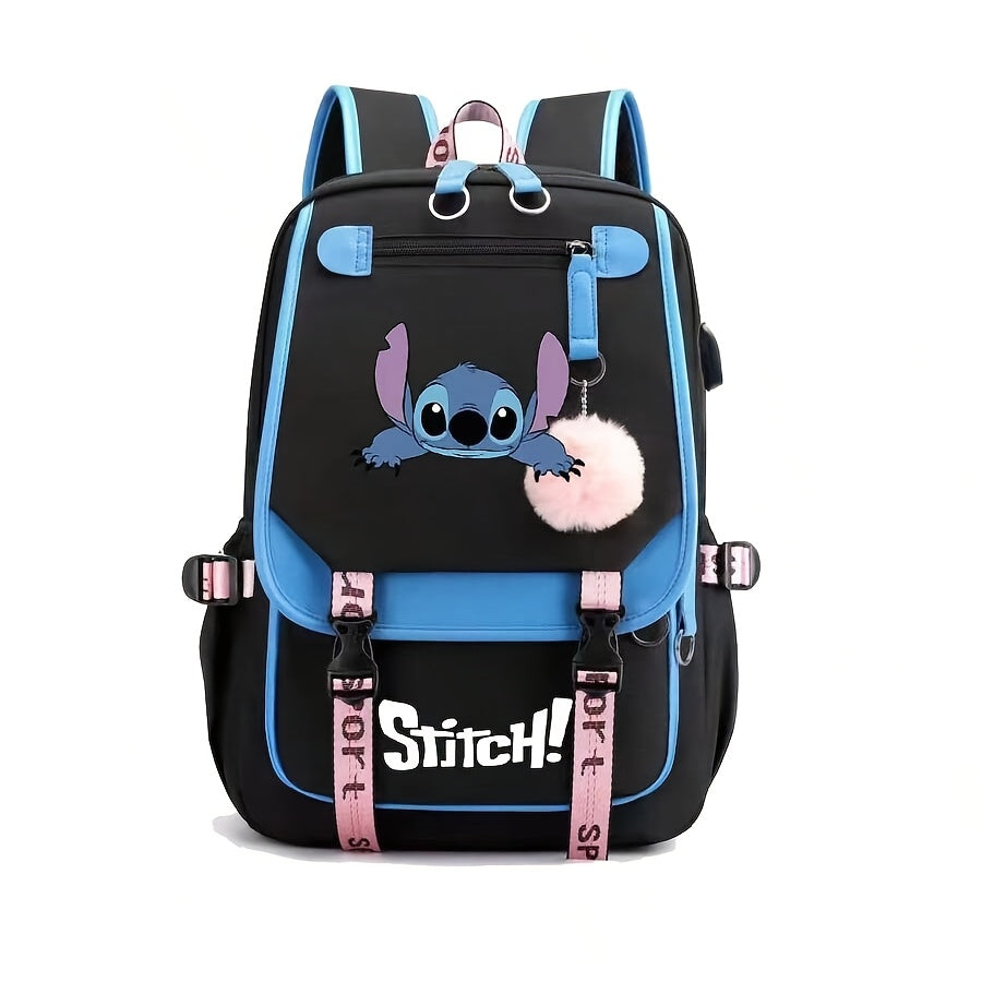 Mochila Escolar Stitch com porta USB